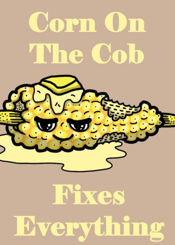 Corn on Cob Fixes Everything Food Humor Cartoon - Rectangle Refrigerator Magnet