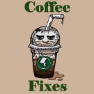 Iced Coffee Fixes Everything Food Humor Cartoon - Rectangle Refrigerator Magnet