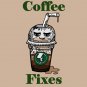 Iced Coffee Fixes Everything Food Humor Cartoon - Rectangle Refrigerator Magnet