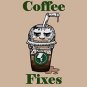 Iced Coffee Fixes Everything Food Humor Cartoon - Rectangle Refrigerator Magnet