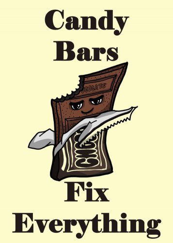 Candy Bars Fix Everything Food Humor Cartoon - Rectangle Refrigerator Magnet
