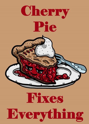 Cherry Pie Fixes Everything Food Humor Cartoon - Rectangle Refrigerator Magnet