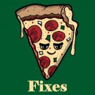 Pizza Fixes Everything Food Humor Cartoon - Rectangle Refrigerator Magnet