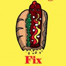 Hot Dogs Fix Everything Food Humor Cartoon - Rectangle Refrigerator Magnet