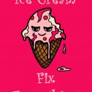 Ice Cream Fixes Everything Food Humor Cartoon - Rectangle Refrigerator Magnet
