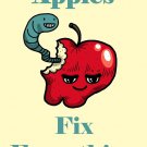Apples Fix Everything Food Humor Cartoon - Rectangle Refrigerator Magnet