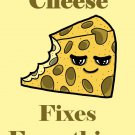 Cheese Fixes Everything Food Humor Cartoon - Rectangle Refrigerator Magnet