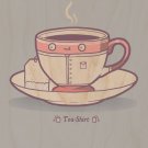 "Teashirt" Cup of Tea Wearing Shirt Design - Plywood Wood Print Poster Wall Art