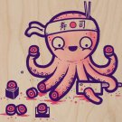 "Octosushi" Octopus Chef Tentacles Sushi - Plywood Wood Print Poster Wall Art