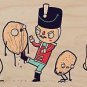 "Nut Cracker" Soldier Doll Kicking Walnuts - Plywood Wood Print Poster Wall Art