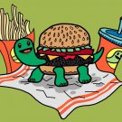 Turtle Burger Funny Shell Bun Burger Fries Meal - Rectangle Refrigerator Magnet