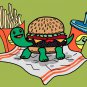Turtle Burger Funny Shell Bun Burger Fries Meal - Rectangle Refrigerator Magnet