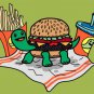 Turtle Burger Funny Shell Bun Burger Fries Meal - Rectangle Refrigerator Magnet
