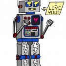 80's Love Robot Cute Vintage Robot w/ Feelings - Rectangle Refrigerator Magnet