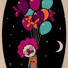 "Last Laugh" Suicide Clown Hanging Balloons - Plywood Wood Print Poster Wall Art