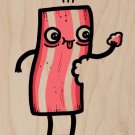 "I'm Delicious" Bacon Slice Eating Itself - Plywood Wood Print Poster Wall Art