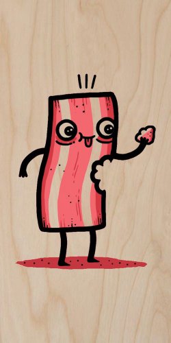 "I'm Delicious" Bacon Slice Eating Itself - Plywood Wood Print Poster Wall Art