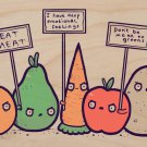 "Protesting Vegans" Vegetable Protest Signs - Plywood Wood Print Poster Wall Art