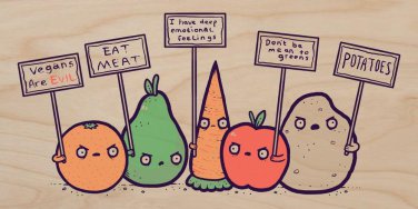 "Protesting Vegans" Vegetable Protest Signs - Plywood Wood Print Poster Wall Art