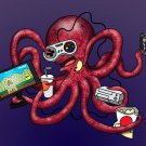 More Tentacles to Party Octovideo Funny Octopus - Rectangle Refrigerator Magnet
