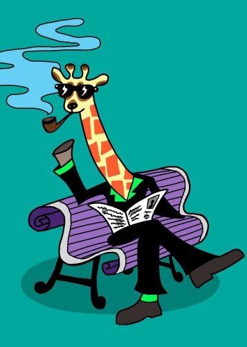 Mr. Giraffe Funny Wearing Suit Sitting on Bench - Rectangle Refrigerator Magnet