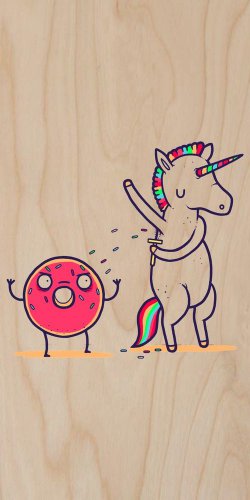 "How Donuts Get Sprinkles" Unicorn Shaving - Plywood Wood Print Poster Wall Art