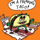 Freakin Taco Funny Mexican Food Cartoon - Rectangle Refrigerator Magnet