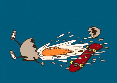 Egg Skate Funny Chicken Yoke Shatter Skateboard - Rectangle Refrigerator Magnet