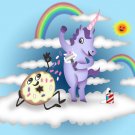 Donut Unicorn Shaving in Clouds Funny Cartoon - Rectangle Refrigerator Magnet