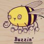 "Buzzin" Funny Bumblebee Drinking Coffee - Plywood Wood Print Poster Wall Art