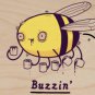 "Buzzin" Funny Bumblebee Drinking Coffee - Plywood Wood Print Poster Wall Art