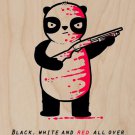 "Black, White, & Red All Over" Funny Panda - Plywood Wood Print Poster Wall Art