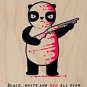 "Black, White, & Red All Over" Funny Panda - Plywood Wood Print Poster Wall Art