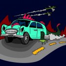 Dino Car Funny Dinosaur Lizard Car Cartoon Drive - Rectangle Refrigerator Magnet