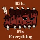 Ribs Fix Everything Food Humor Cartoon - Vinyl Sticker