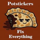 Potstickers Fix Everything Food Humor Cartoon - Vinyl Sticker