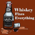 Whiskey Fixes Everything Drinking Humor Cartoon - Vinyl Sticker