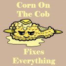 Corn on the Cob Fixes Everything Food Humor Cartoon - Vinyl Sticker