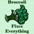 Broccoli Fixes Everything Food Humor Cartoon - Vinyl Sticker