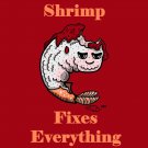 Shrimp Fixes Everything Food Humor Cartoon - Vinyl Sticker