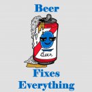 Beer Fixes Everything Food Humor Cartoon - Vinyl Sticker