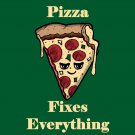 Pizza Fixes Everything Food Humor Cartoon - Vinyl Sticker