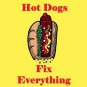 Hot Dogs Fix Everything Food Humor Cartoon - Vinyl Sticker