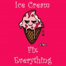 Ice Cream Fixes Everything Food Humor Cartoon - Vinyl Sticker