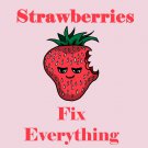 Strawberries Fix Everything Food Humor Cartoon - Vinyl Sticker