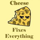 Cheese Fixes Everything Food Humor Cartoon - Vinyl Sticker