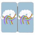 "Mr. Cloud's New Scarf" Wearing Rainbow Funny - Womens Taiga Hinge Wallet Clutch