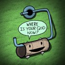 Toilet Paper God Funny Empty Toilet Paper Roll "Where's God?" - Vinyl Sticker