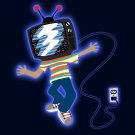 TV Boy Funny Walking w/ Television Head - Vinyl Sticker