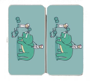 "How Bowling Balls Get Holes" Triceratops Fun - Womens Taiga Hinge Wallet Clutch